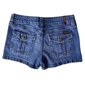 Y2K Zana Di Low Rise Denim Micro Shorts Button Pocket Stretch Size 7